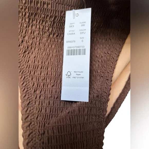 NWT J.Crew Smocked String Bikini Bottoms Brown Size Small - Picture 5 of 7